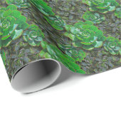 緑多肉格子模様ラッピング紙 ラッピングペーパー (ロールコーナー)