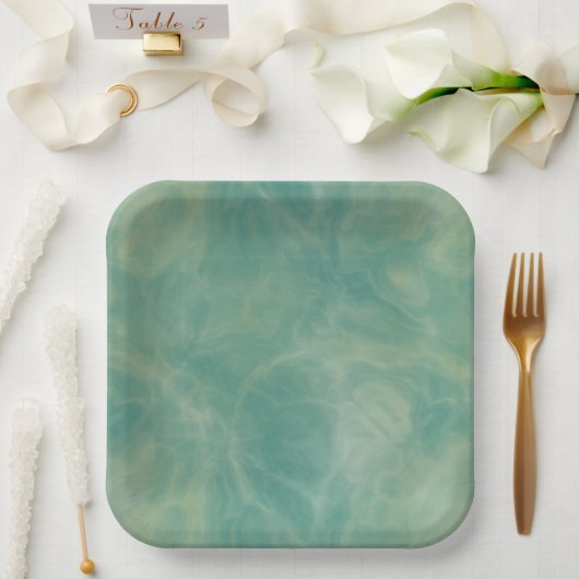 緑大理石抽象芸術 ペーパープレート (ウェディング)