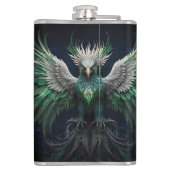 緑威厳のあると白のフェニックスバード フラスク (裏面)