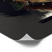 緑威厳のあるのマントを着たウッドランドブラックサンタ ポスター (角)