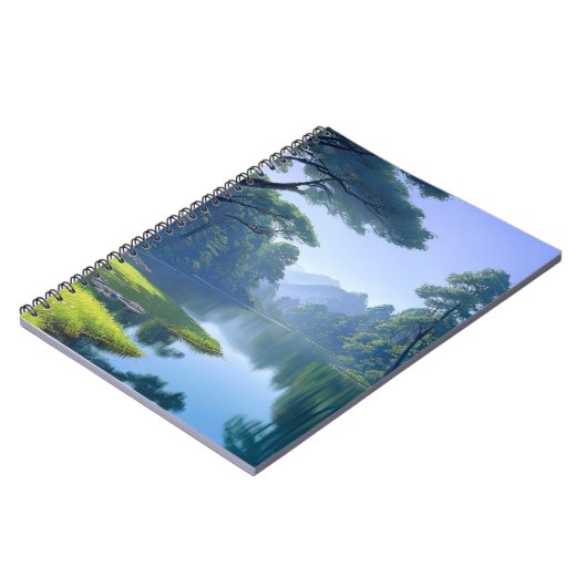 緑威厳のあるの森に包まれた川 ノートブック (左側)