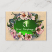 緑宝石ストーンモノグラムを有する野生バラ 名刺 (裏面)