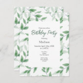 緑層水カラー葉パターン 招待状 (正面/裏面)