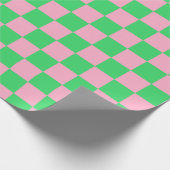 緑市松模様にとピンク ラッピングペーパー (角)