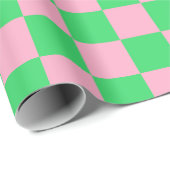緑市松模様にとピンク ラッピングペーパー (ロールコーナー)