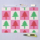 緑市松模様にと赤のクリスマスツリーパターン 薄葉紙 (クラフト)