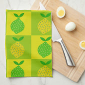 緑市松模様にと黄色のリモンパターン キッチンタオル (四つ折り)
