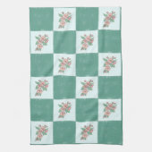 緑市松模様にフローラ キッチンタオル (縦)