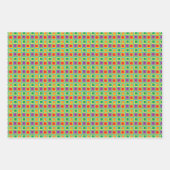 緑市松模様に ラッピングペーパーシート (正面2)