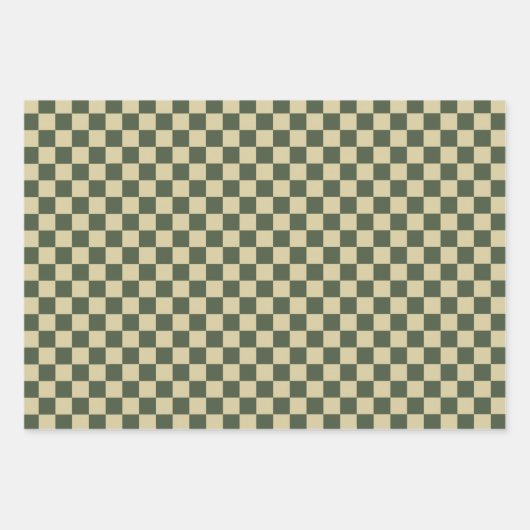 緑市松模様に ラッピングペーパーシート (正面)