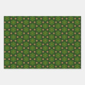 緑幻惑と金ゴールドの装飾クリスマス ラッピングペーパーシート (正面3)