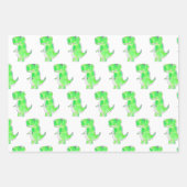 緑恐竜の水彩スケッチ ラッピングペーパーシート (正面3)