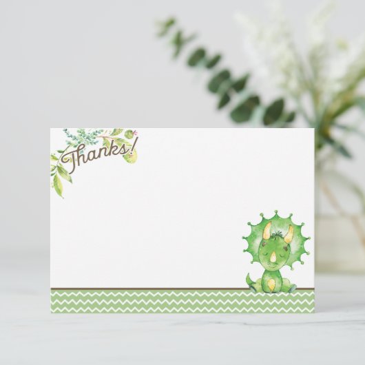 緑恐竜の赤ちゃんシャワーサンキューカード サンキューカード (スタンド正面)