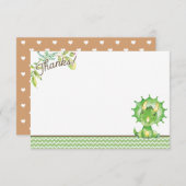緑恐竜の赤ちゃんシャワーサンキューカード サンキューカード (正面/裏面)