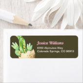 緑恐竜、ピンクの名前差出人住所ラベル ラベル (インサイチュ)