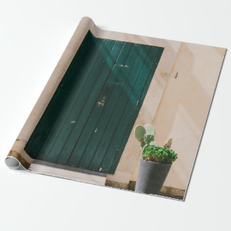 緑扉付近のサボテン植物 ラッピングペーパー
