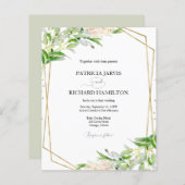 緑手頃の幾何学的結婚式招待状 (正面/裏面)