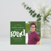 緑救の卒業写真のはっきりしたタイポグラフィ インビテーションポストカード (スタンド正面)