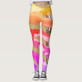 緑数々の、色、迷彩柄、模様、米国タトゥー国旗 レギンス (正面)