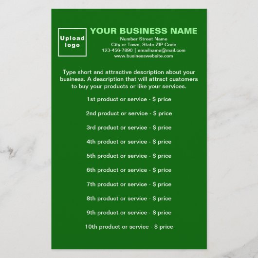 緑文具の事業用商品又はサービス 便箋 (正面)