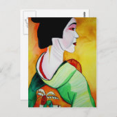 緑日本ののオリジナル芸妓 ポストカード (正面/裏面)