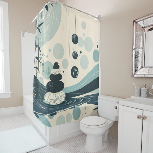 緑日本ののシャワーカーテンに禅 シャワーカーテン (インサイチュ)