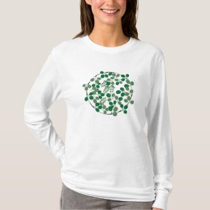 緑日本のの葉の円 Tシャツ
