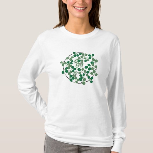 緑日本のの葉の円 Tシャツ (正面)