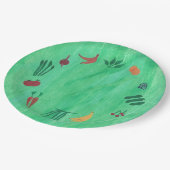 緑書のプレートのフルーツ野菜 ペーパープレート (アングル)