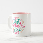 緑最高のとピンクの母 ツートーンマグカップ (正面左)