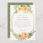 緑桃の砂漠の多肉性のサボテンの結婚葉 招待状 (正面/裏面)