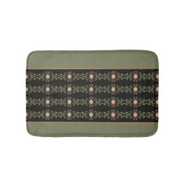 緑桃の繊細な花柄 バスマット