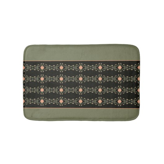 緑桃の繊細な花柄 バスマット (正面)