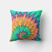 緑桃渦巻き絞り染め枕 クッション (裏面)