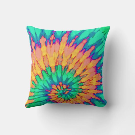 緑桃渦巻き絞り染め枕 クッション (裏面)