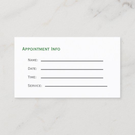 緑歯科名刺とアポイントメントカード 予約カード (裏面)