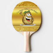 緑毛の漫画キャラクターポテト 卓球ラケット (裏面)