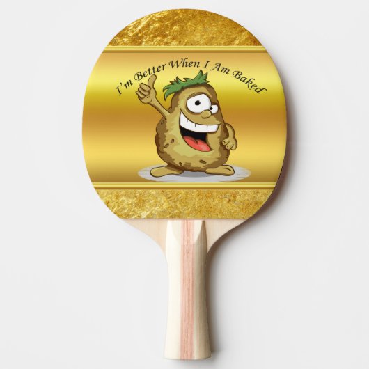 緑毛の漫画キャラクターポテト 卓球ラケット (正面)