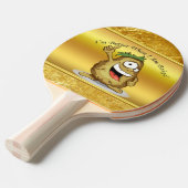 緑毛の漫画キャラクターポテト 卓球ラケット (正面アングル)