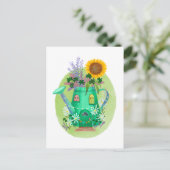 緑水切り缶コテージ葉書 ポストカード (スタンド正面)