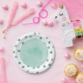 緑水彩恐竜の赤ちゃんシャワー ペーパープレート (パーティー)