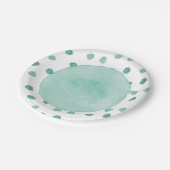 緑水彩恐竜の赤ちゃんシャワー ペーパープレート (アングル)