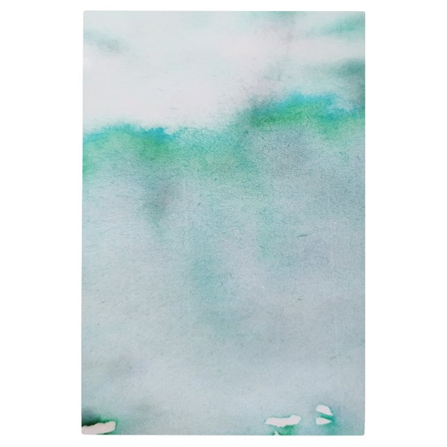 緑水彩抽象芸術テクスチャメタル メタルプリント (正面)