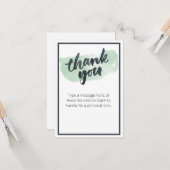 緑水彩筆跡サンキューカード カード (正面/裏面インサイチュ)