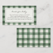緑水牛の格子縞の本ベビー エンクロージャーカード (正面/裏面)