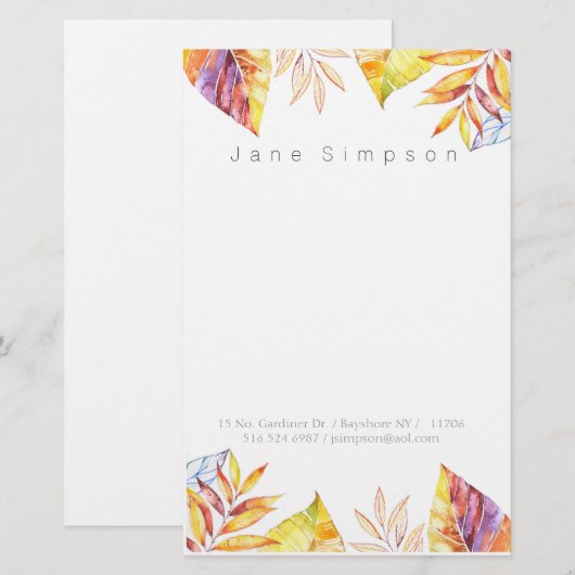 緑水色人工静止画 便箋 (正面/裏面)