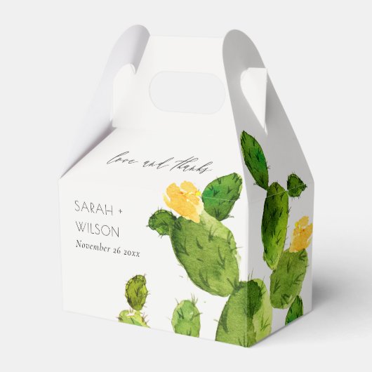 緑水色砂漠サボテン花モノグラム フェイバーボックス (正面サイド)