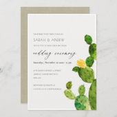 緑水色砂漠サボテン花婚約 招待状 (正面/裏面)