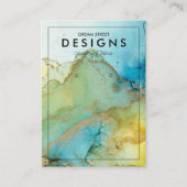 緑水色金ゴールドトレンディーイヤリング表示カード 名刺 (正面)