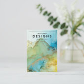 緑水色金ゴールドトレンディーイヤリング表示カード 名刺 (スタンド正面)